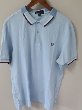 Fred Perry Light Blue Polo with Maroon Trim